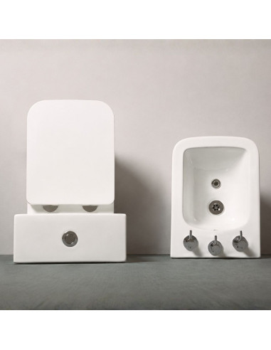 Combo Inodoro Largo Mochila Y Bidet Triple agujero Vero